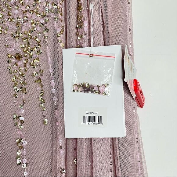 Mac Duggal 9224 Size 4 One Shoulder Embellished Trapeze A-Line Gown, Tan/Blush - Picture 9 of 13